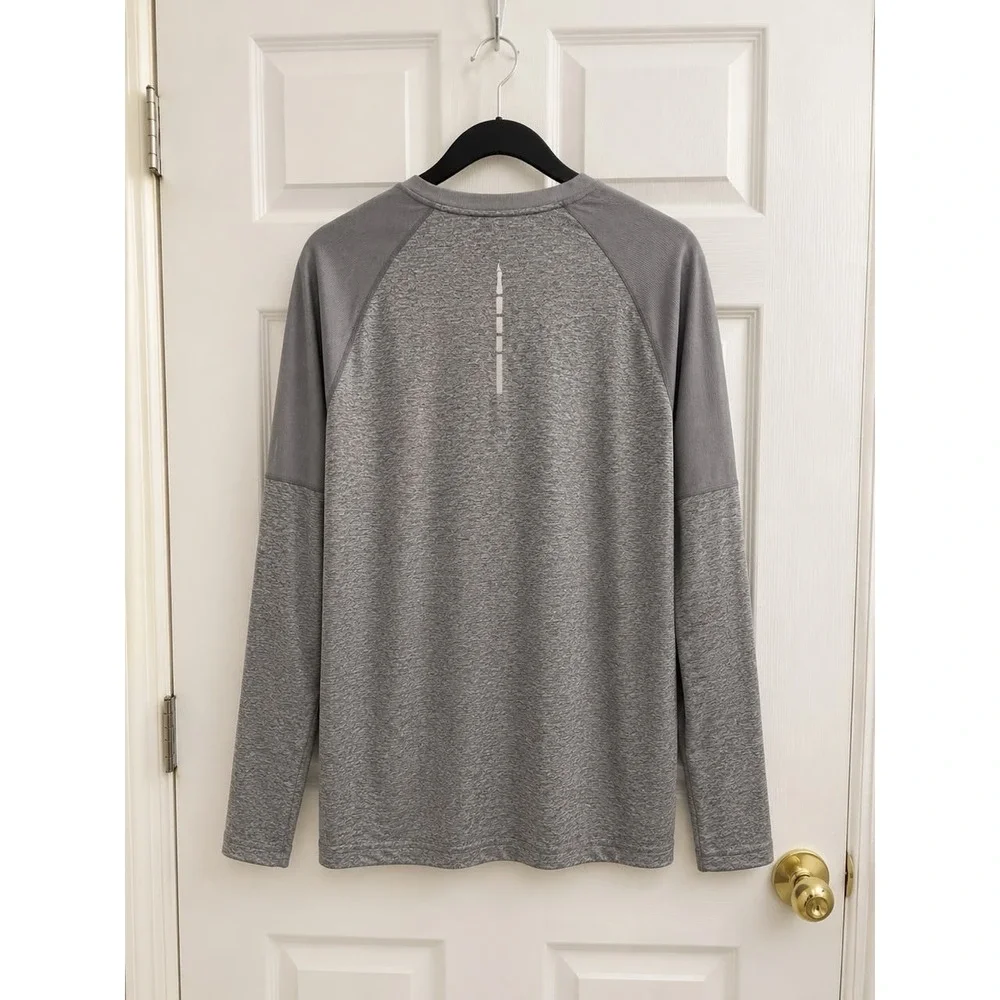 SIZE L- NIKE MEN'S HEATHER GRAY RAGLAN  LONG SLEEVE PERFORMANCE T-SHIRT